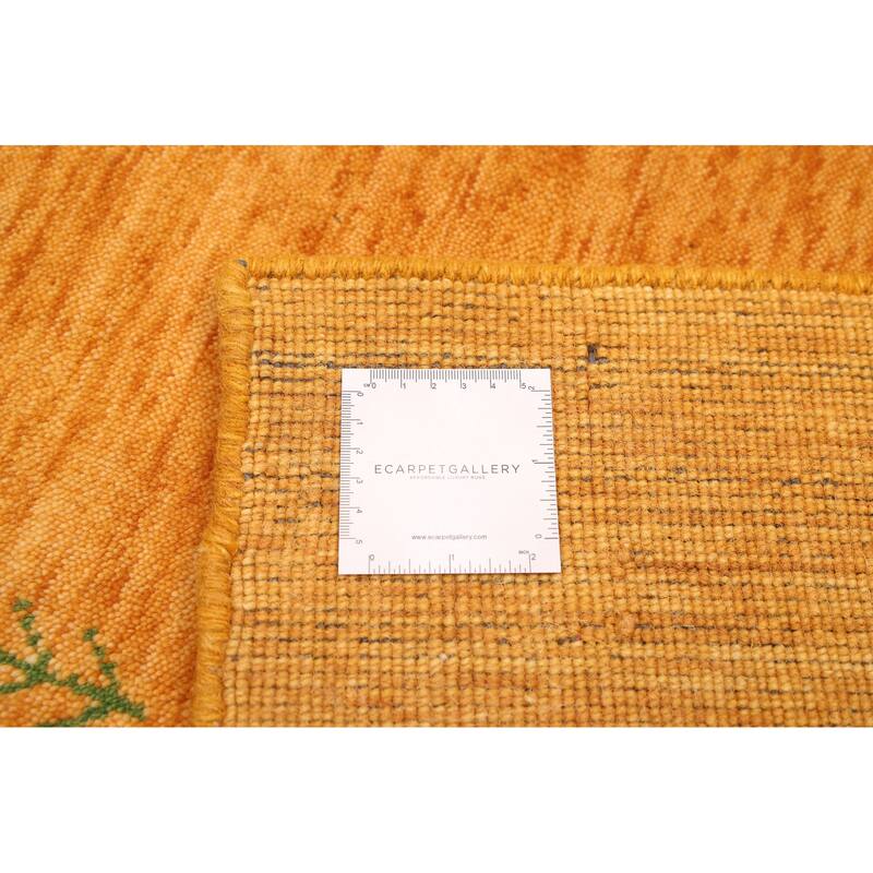 ECARPETGALLERY Hand Loomed Kashkuli Gabbeh Light Orange Wool Rug - 5'0 x 8'2