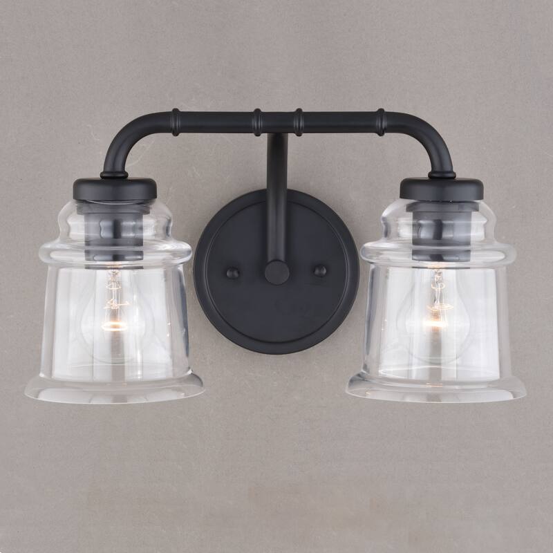 Toledo Black Industrial Farmhouse Clear Glass Vanity Fixture