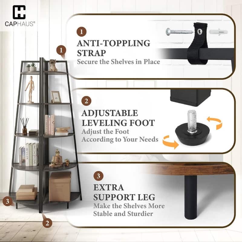 Corner Shelf Stand - 17.7"D x 17.7"W x 70"H