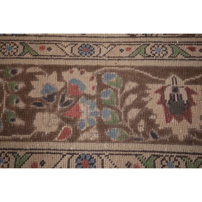Distressed Grey Tabriz Persian Vintage Rug Hand-Knotted Wool Carpet - 7'10"x 11'0"