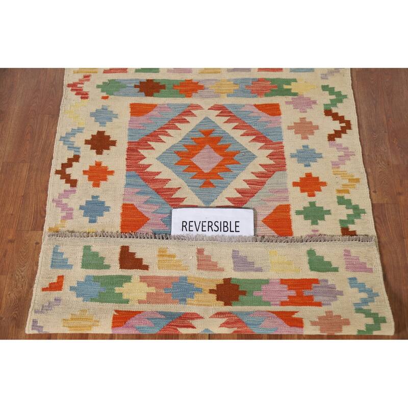 Southwestern Kilim Area Rug Oriental Flatweave Wool Carpet - 3'3"x 4'7"