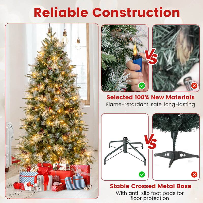 Costway 5/6/7 FT Artificial Christmas Tree with 602/806/1072 Branch - Green - See Details