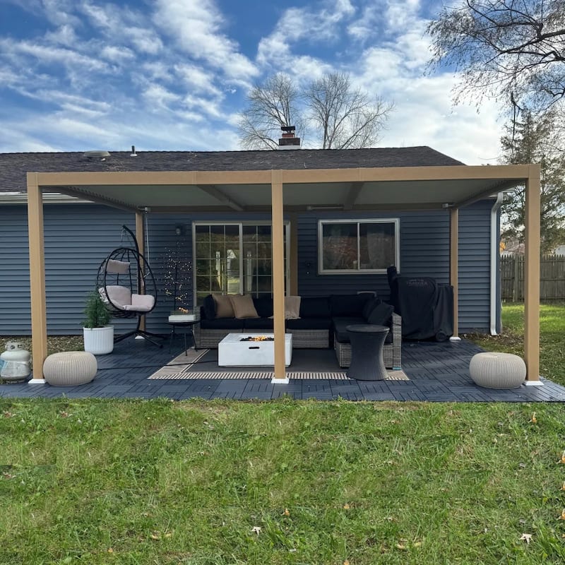 PURPLE LEAF Louvered Pergola Sun Shade Shelter with Adjustable Metal Roof for Patio Hardtop Pergola