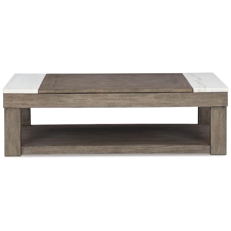 Aska Lift Top Coffee Table, Caster Wheels, 56 Inch Weathered Gray