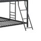 preview thumbnail 3 of 7, Simple Triple Full Bunk Beds, Full Over Full Over Full Metal Bunk Bed Platform Frame, Two Attached Ladders, Guard-Rail, Black