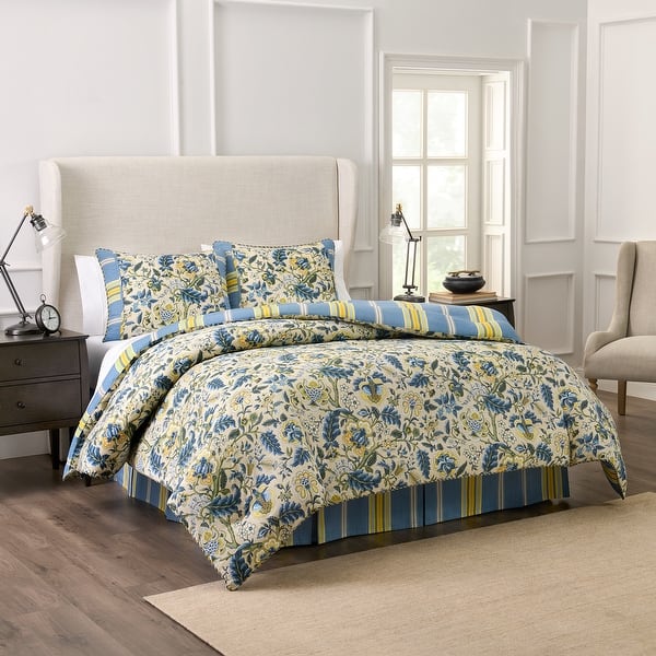 slide 2 of 2, Waverly 4 Piece 100% Cotton Comforter Set Imperial Dress - Porcelain - King