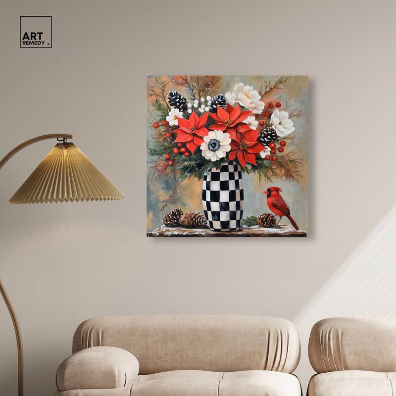 Checkerboard Vase Blooms II Canvas by Art Remedy, Gallery Wrapped