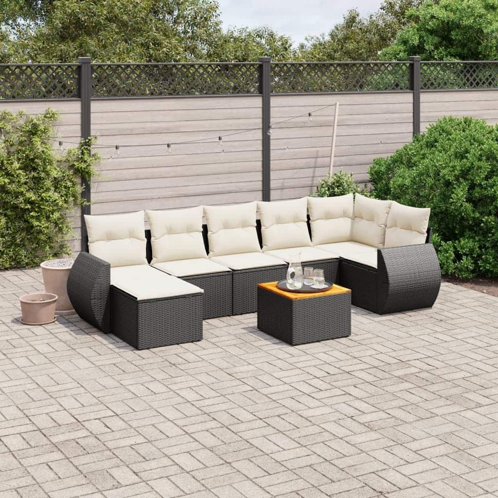 vidaXL Garden Sofa Set Black - 21.7 x 21.7 x 14.6
