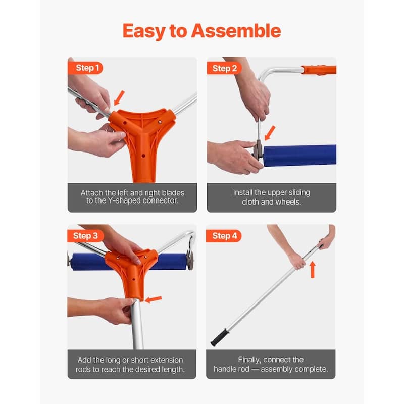 Extendable Roof Snow Rake 17-Inch Aluminum Blade with Smooth Wheels for Residential Snow Clearing