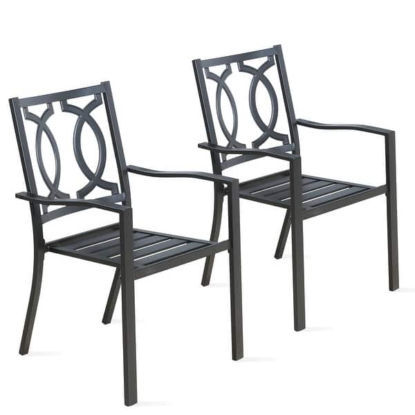 Outdoor Dining Chairs with Arms Steel Slat Seat Stacking Garden Chair Bed Bath & Beyond 37253196