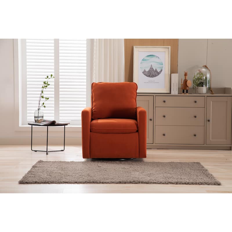 Velvet Upholstered 360 Degree Swivel Accent Sofa Chair with a pillow - Orange