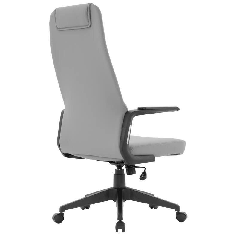 Nexa Ergonomic Leather/Polyester High-Back Office Chair with Padded Headrest, Adjustable Height, Swivel, and Smooth Casters