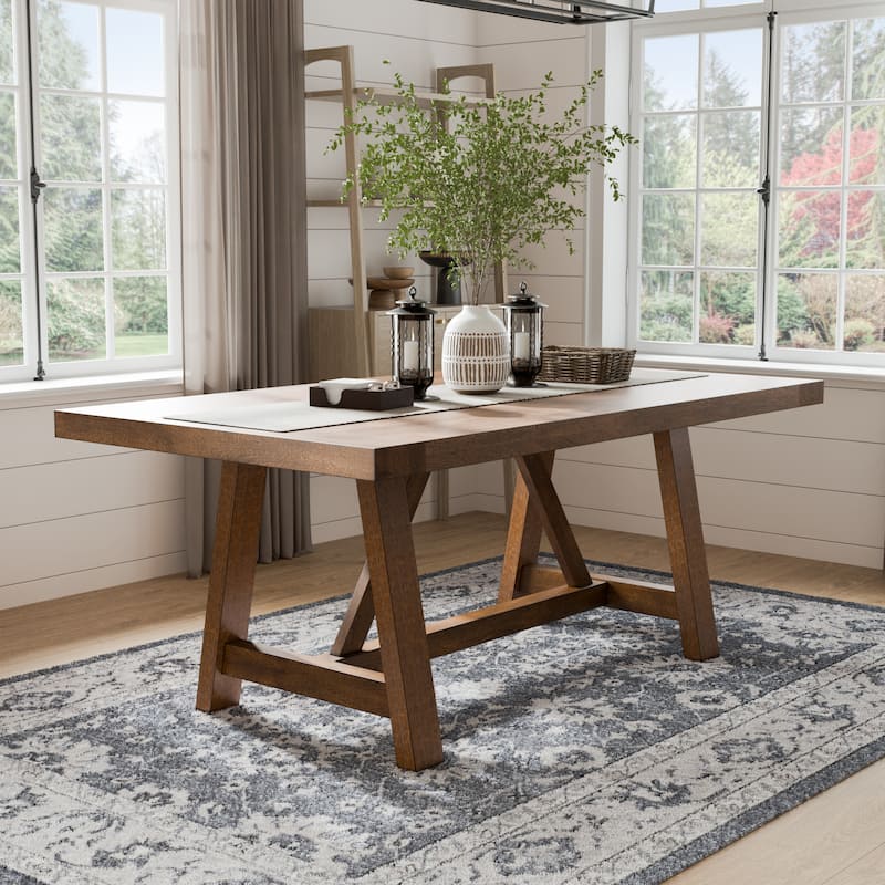 Furniture of America Drystan Rustic Brown 72-inch Solid Wood Dining Table - Brown