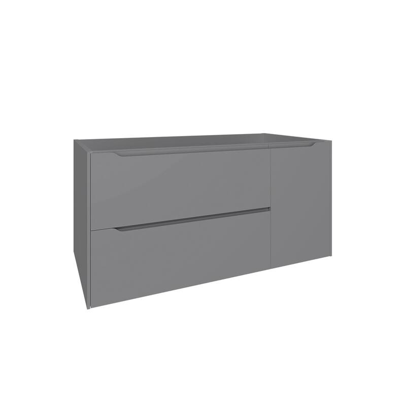 HomeRoots 40" Gray Wood Floating Bathroom Vanity With White Sink And Two Drawers - 40.00 in. x 18.00 in. x 19.00 in.