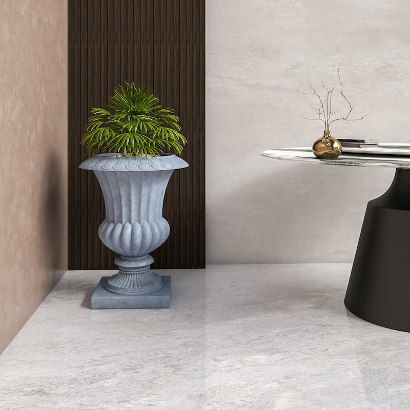 Lotus Elegant Urn Planter Pot in Fiberstone and MgO Clay with Drainage Holes for Indoor Outdoor Home Office Yard Patio Decor