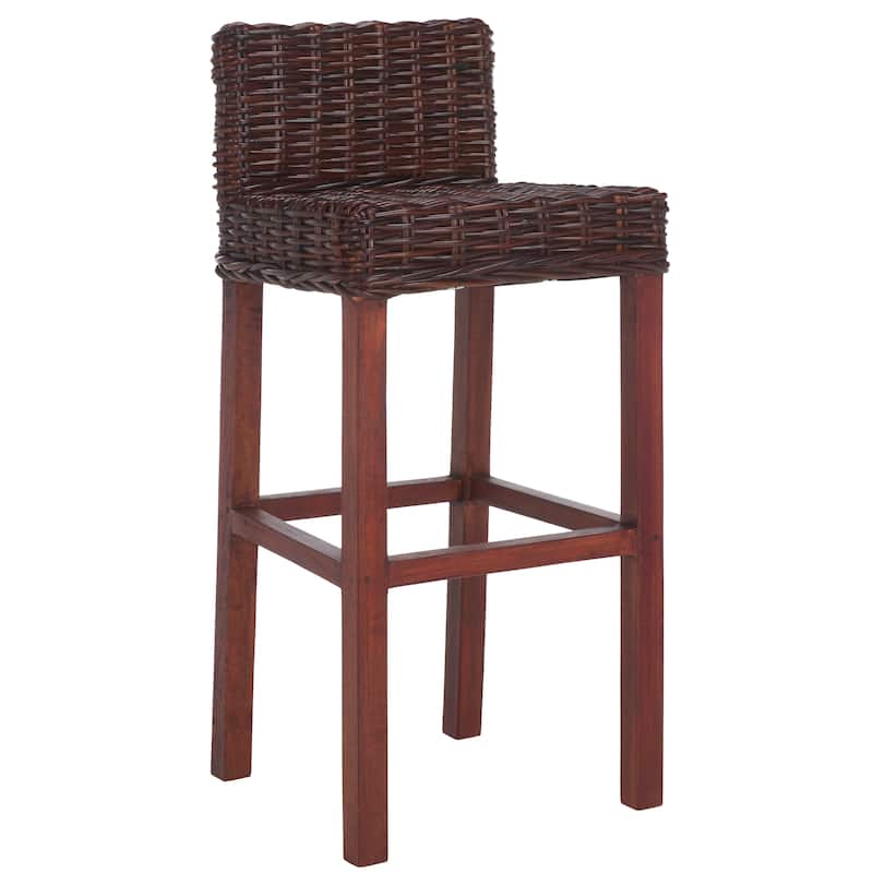 SAFAVIEH Tana -30 Inch Thomas Indoor Wicker Brown Bar Stool - 17.7" x 17.7" x 37.4" - 18Wx18Dx37H