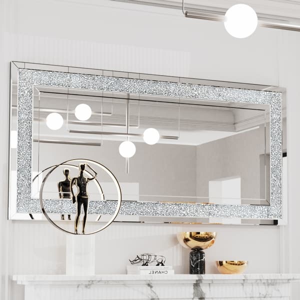 Large Sparkling Crystals Diamond Embedded Venetian Wall Mirror - 48