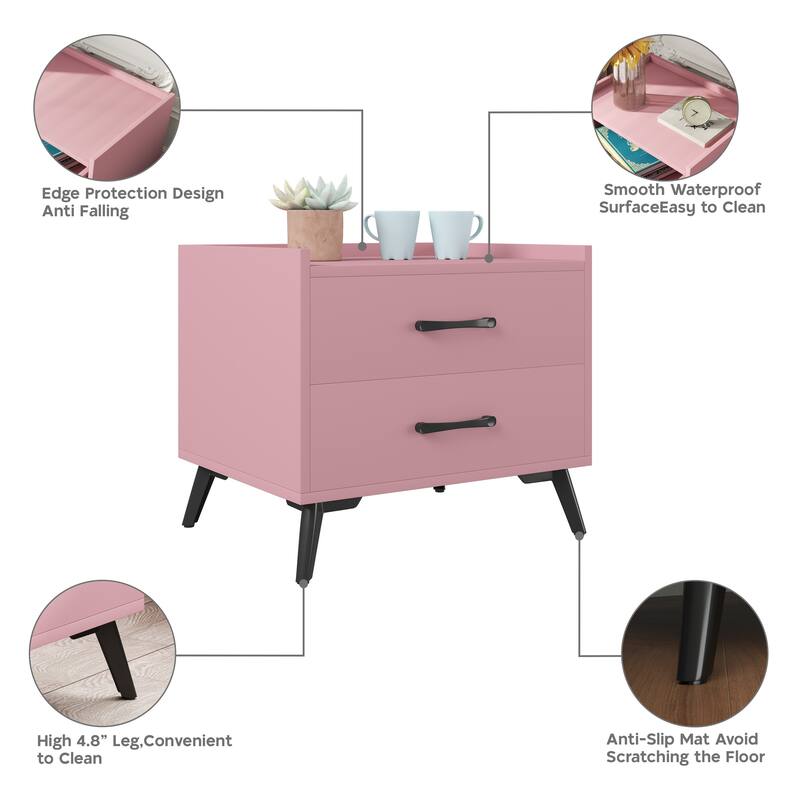 Edge Protection Design 2-Drawer Nightstand