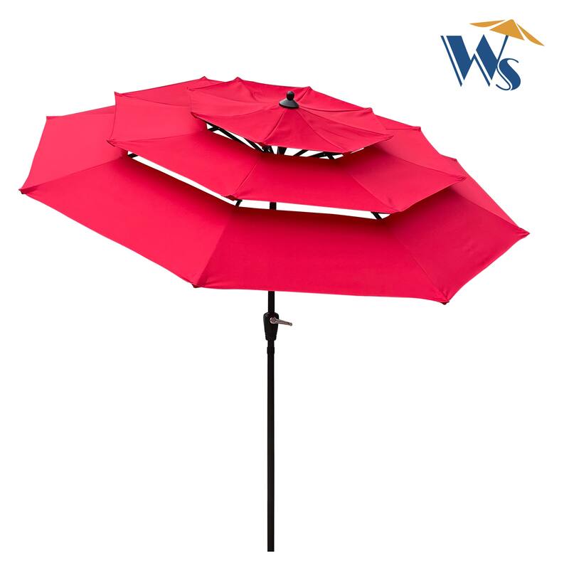 3-Tier Outdoor Patio Umbrella with Crank and Tilt for Garden, Deck, and Pool Shade