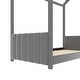 preview thumbnail 8 of 6, Twin Size Kids House Bed with Roof and Slatted Base, Upholstered Wood Frame for Play and Sleep, No Box Spring Needed