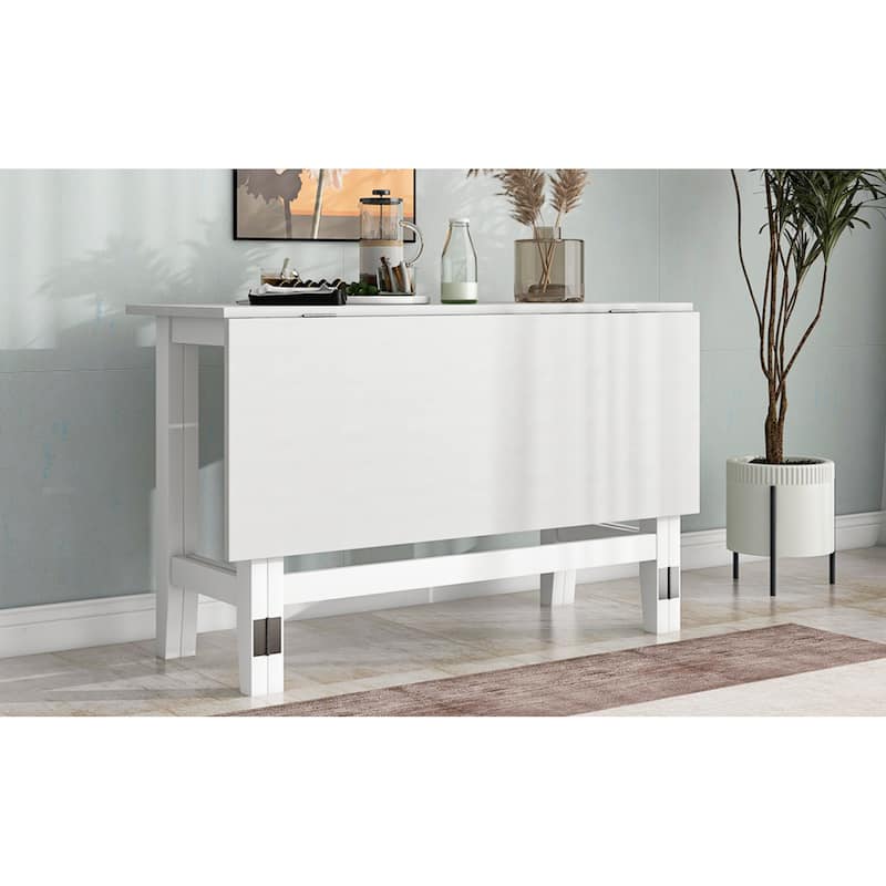 Roomfitters Farmhouse Wood Extendable Dining Table with Drop Leaf, Space-Saving Kitchen Table for Small Places