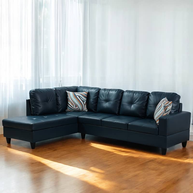 KISRAIS 103" Wide 2-Piece Vegan Leather Sectional Sofa