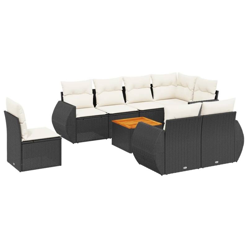 vidaXL Patio Sofa Set with Cushions Outdoor Furniture 9 Piece Poly Rattan - 21.7 x 21.7 x 14.6