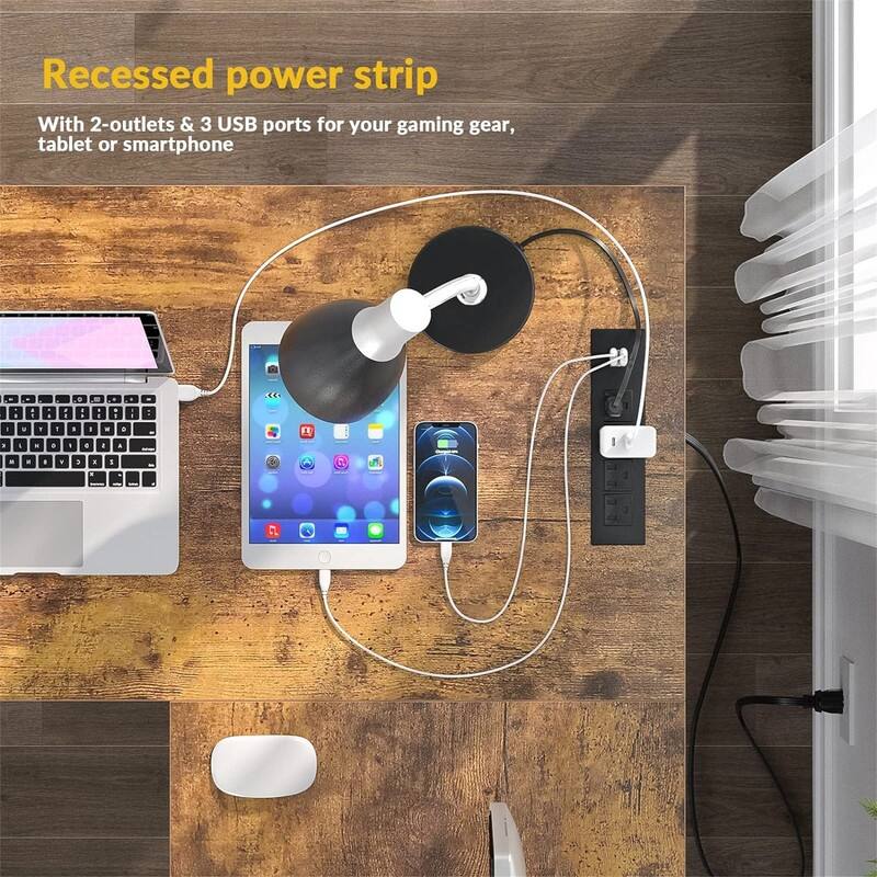 L Shaped Desk with USB Charging Port and Power Outlet