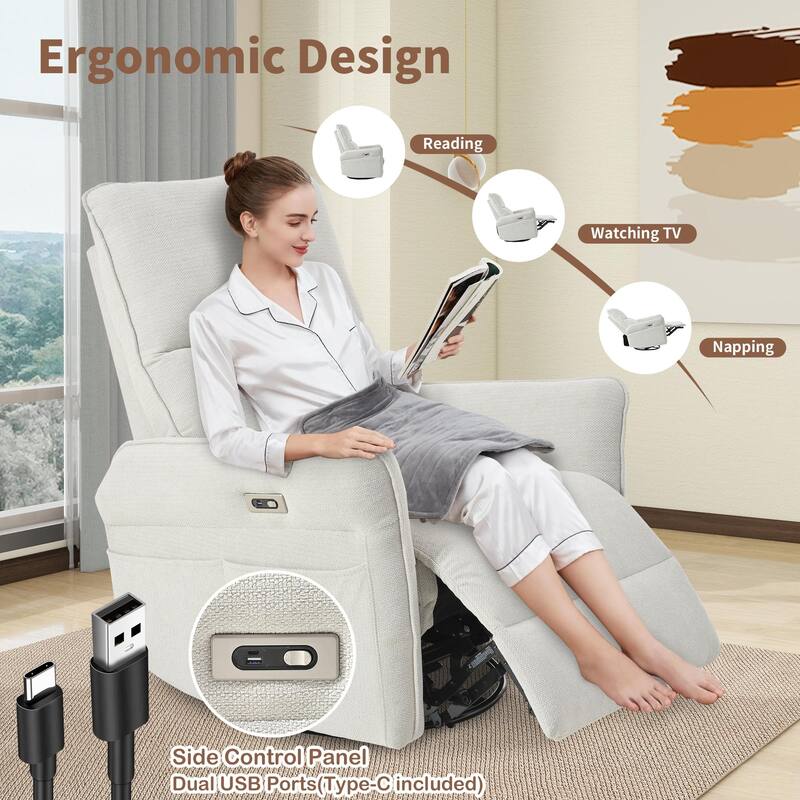 270° Swivel Rocker Power Recliner with USB Ports