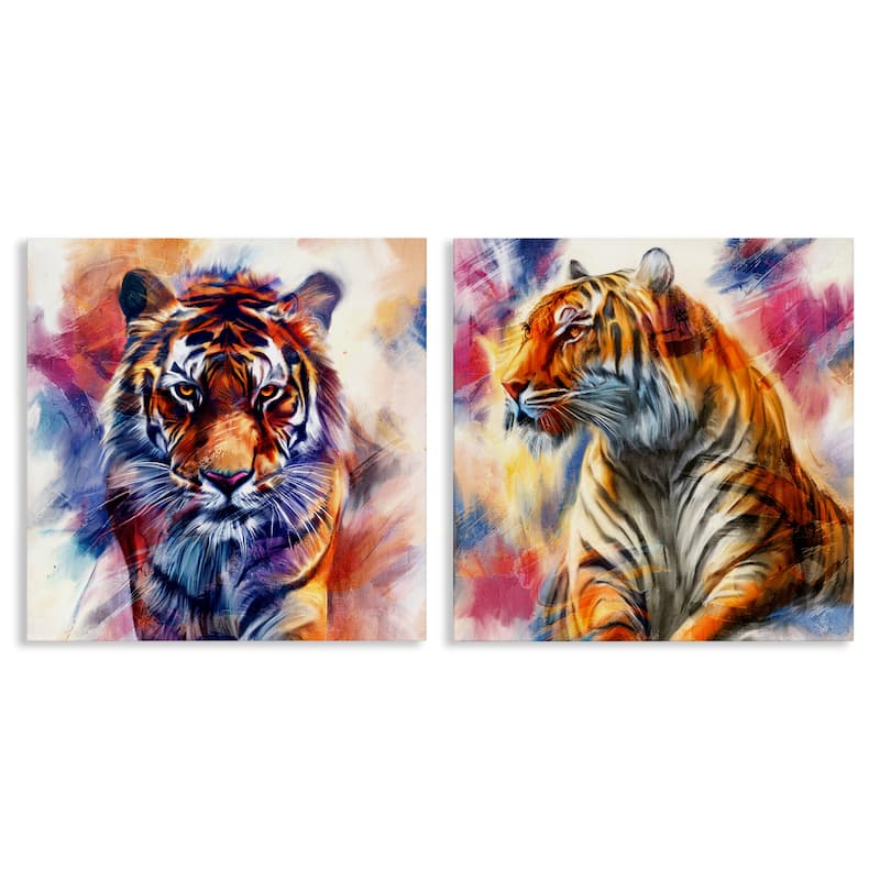 Stupell In The Wild Fierce Tiger Canvas Wall Art Design By Kim Allen (Set of 2) - 17 x 17
