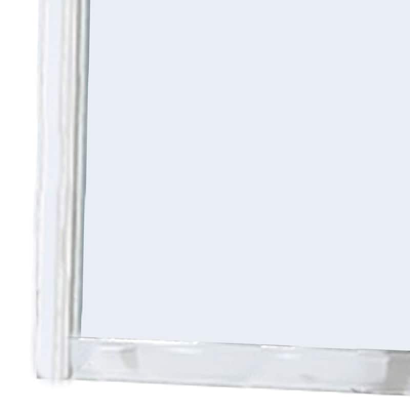37 Inches Wooden Mirror with Curved Edges, White