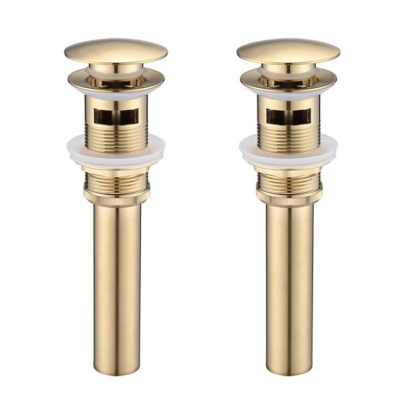 2 Pcs Bathroom Sink Drain With Overflow,Vessel Sink Lavatory Vanity Pop Up Drain Stopper,304 Stainless Steel - Brushed Gold