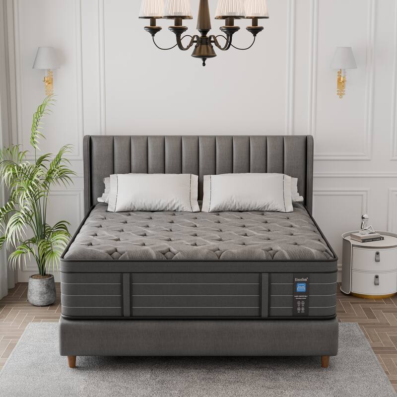 Modland 14" Hybrid Mattress, Medium-Firm, Cooling-Gel Memory Foam & Pocket Springs, in a Box Twin, Full, Queen, King