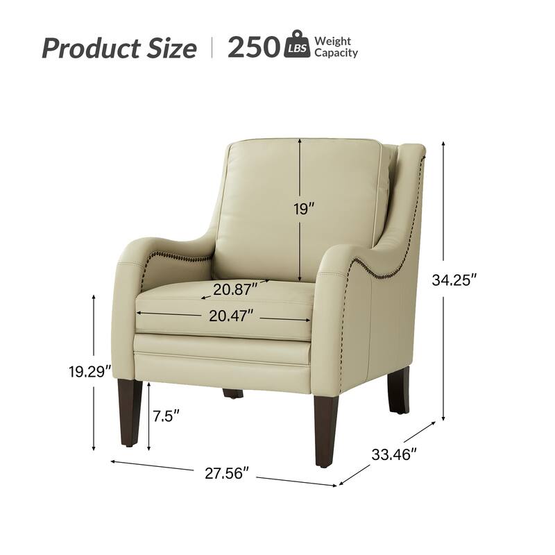 Pascual Comfy Living Room Armchair with Solid Wood Legs