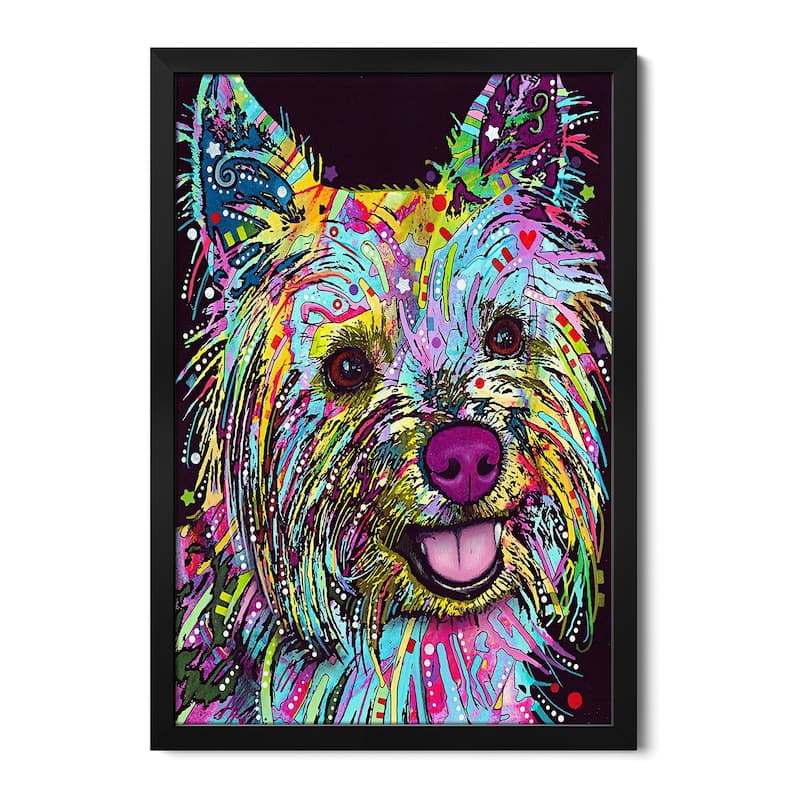 Yorkie Premium Framed Poster by Dean Russo - Black - 16x24x1
