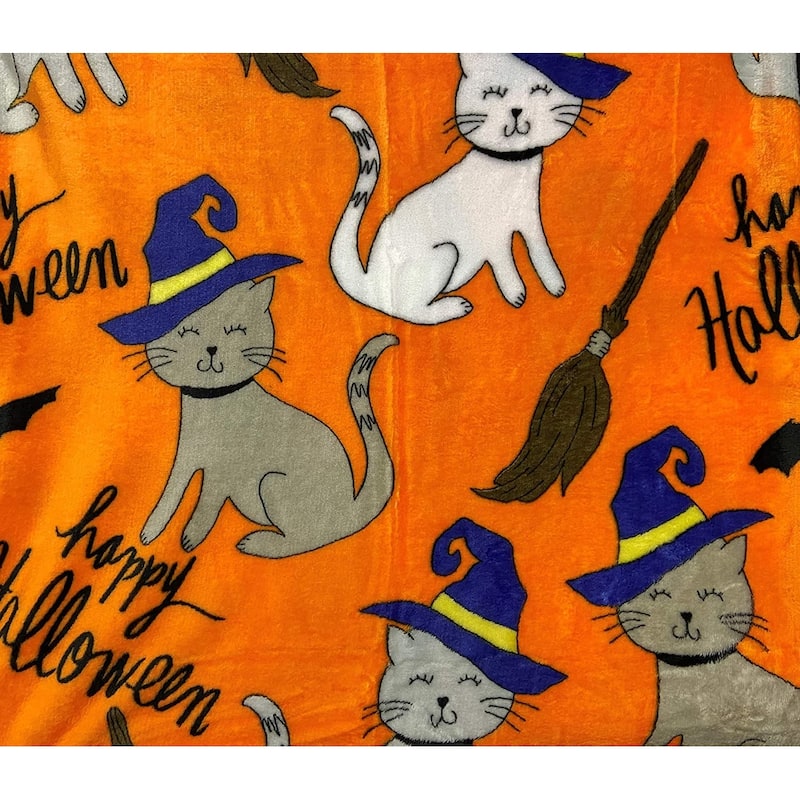 Décor&More Happy Halloween Microplush Throw Blanket (50" x 60") - Spooky Cats