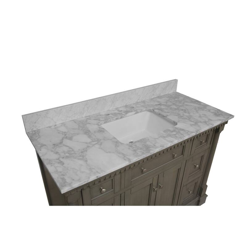 KitchenBathCollection Sydney 48" Bathroom Vanity with Carrara Marble Top