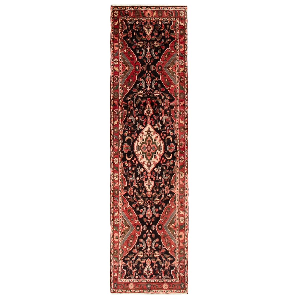 ECARPETGALLERY Hand-knotted Andelz Black, Red Wool Rug - 2'10 x 9'10