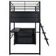 preview thumbnail 25 of 28, Full Size Loft Bed with Desk, LED Shelves, and Storage - Metal Frame with Guardrails and Ladder, Space-Saving Design for Teens