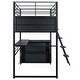 preview thumbnail 5 of 13, Metal Twin Size Loft Bed w/Desk & Stairs, Heavy Duty Loft Bed Frame w/LED Lights, Loft Bed Twin Size w/Storage Shelves for Kids
