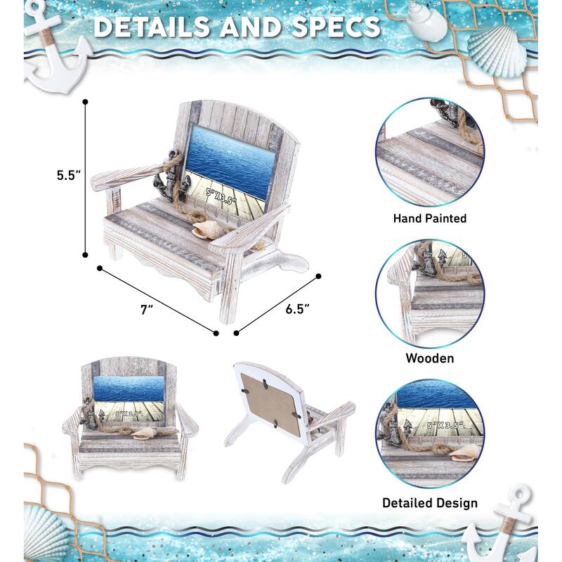 CoTa Global Silver Sea Chair 5×3.5 Beach Frame, 7 Inch, Color May Vary - 7 inches