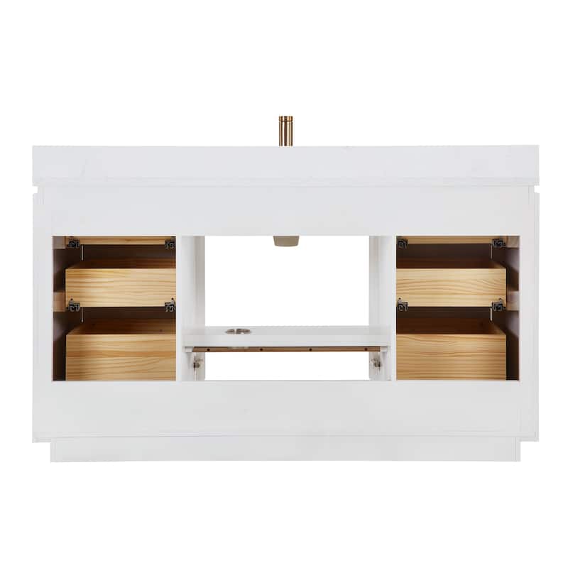 San Single Bath Vanity with Composite Stone Top and Mirror