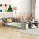 preview thumbnail 1 of 18, Twin Floor Bed with Storage Footboard & Guardrails - Pine Wood Construction Grey