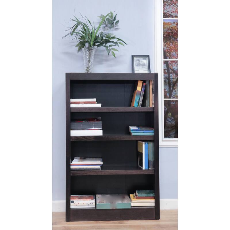 Concepts in Wood 4 Shelf Wood Bookcase, 48 inch Tall - Espresso
