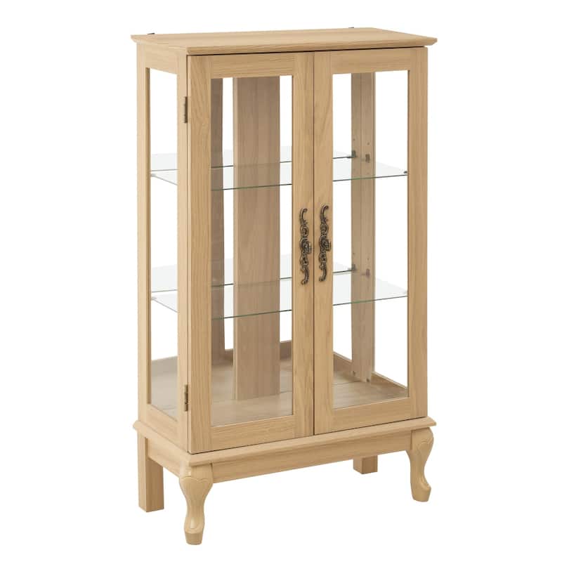 Curio Cabinet with Tempered Glass Doors and Adjustable Shelves Light Bulb Included