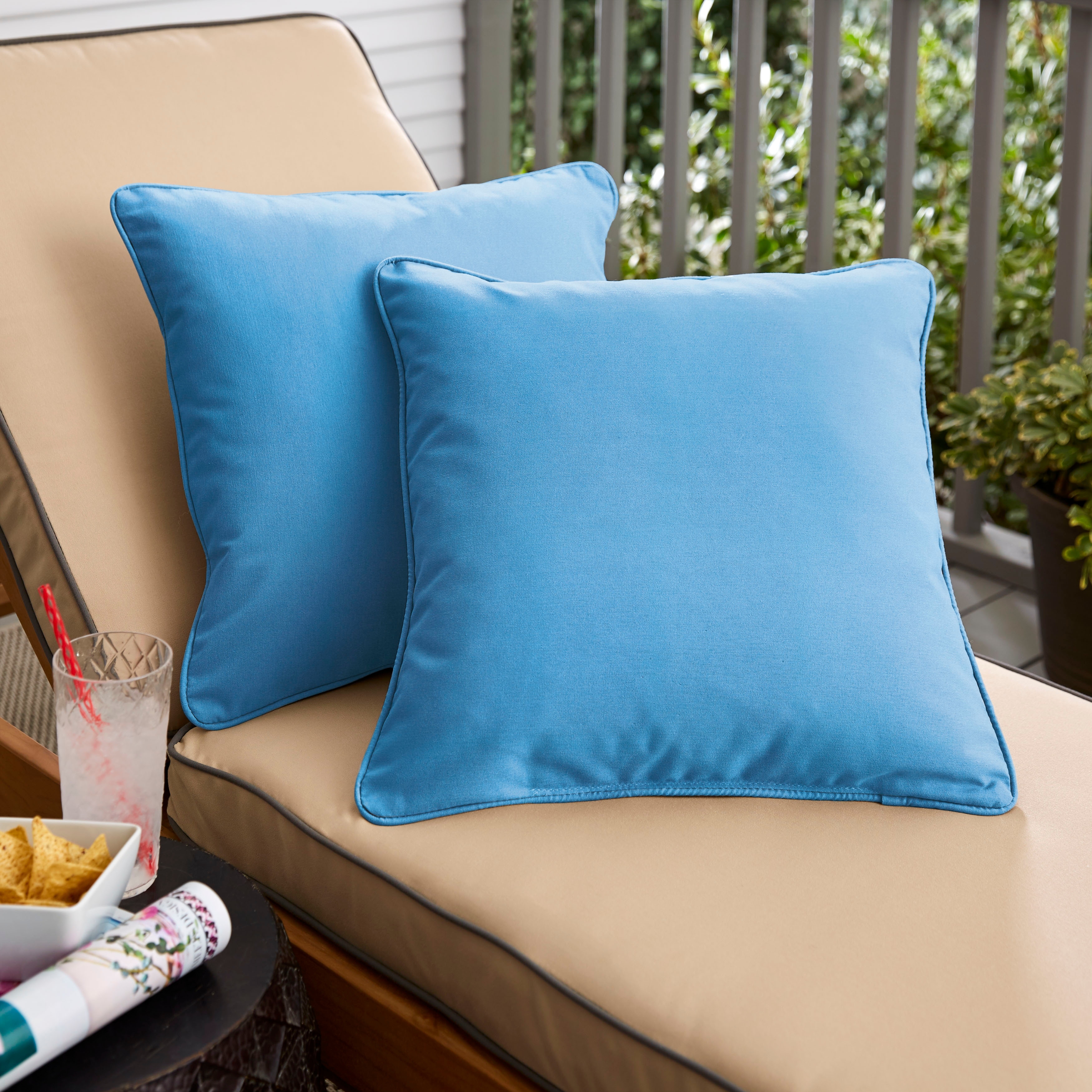 Choose Size Set of 2 In/Outdoor Decorative Throw Pillows Sunbrella Canvas Capri 