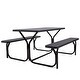 preview thumbnail 1 of 6, Outdoor Picnic Garden Party Table And Bench Set-Black - 54" x 59" x 28.5" (L x W xH)