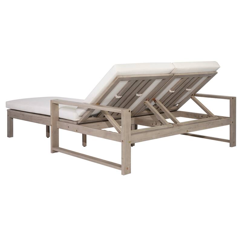 Outdoor Double Chaise Lounge Chair with Dual 5-Position Backrests by Leisure Zone