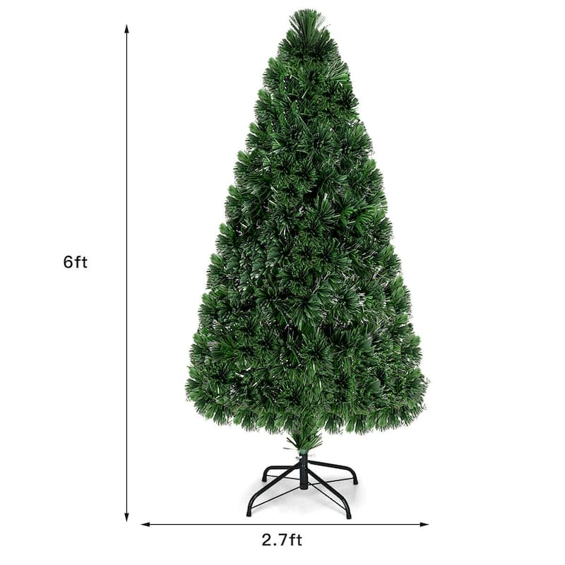 Costway Pre-Lit Fiber Optic Artificial PVC Christmas Tree 6Ft - 6 FT