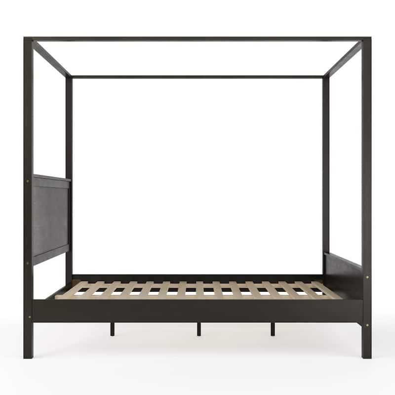 Martha Stewart Wooden Canopy Platform Bed with Headboard and Footboard